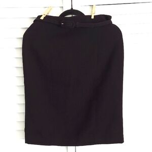 Talbots‎ Skirt, Size 6, Black Pencil Style, Removable Belt, Back Zipper, Lined